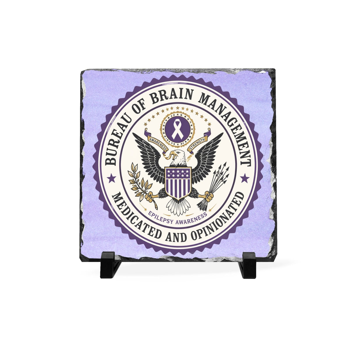 Bureau of Brain Management Slate Plaque | “Medicated and Opinionated” Desk Sign - Decor, Artwork, Signs, Desk - EpiAl's Shop