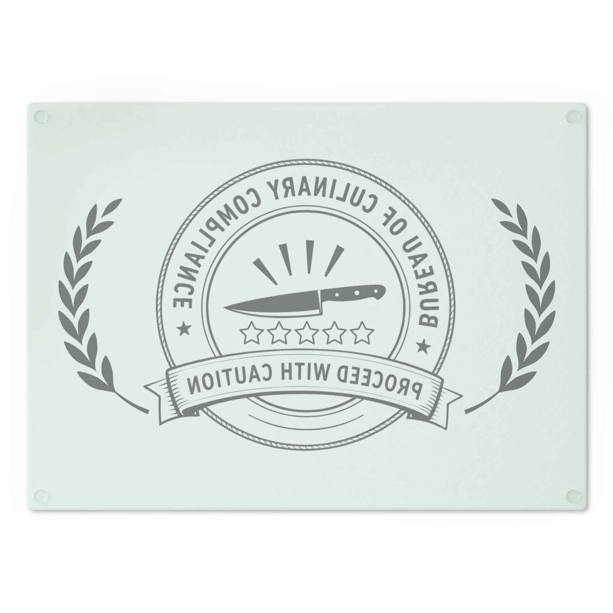Bureau of Culinary Compliance Cutting Board – “Proceed With Caution” Glass Board - Boards & Trays, Cutting - EpiAl's Shop