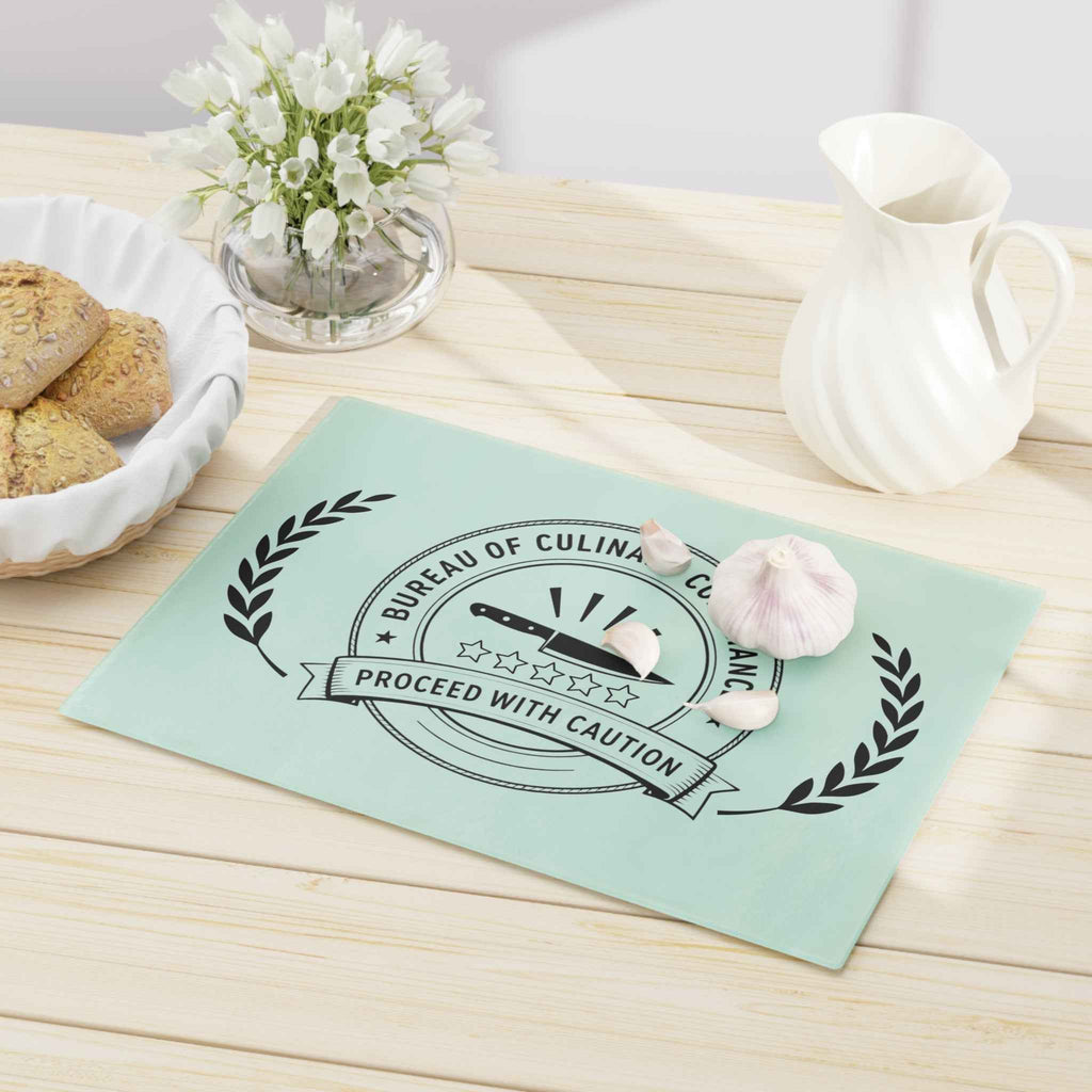 Bureau of Culinary Compliance Cutting Board – “Proceed With Caution” Glass Board - Boards & Trays, Cutting - EpiAl's Shop
