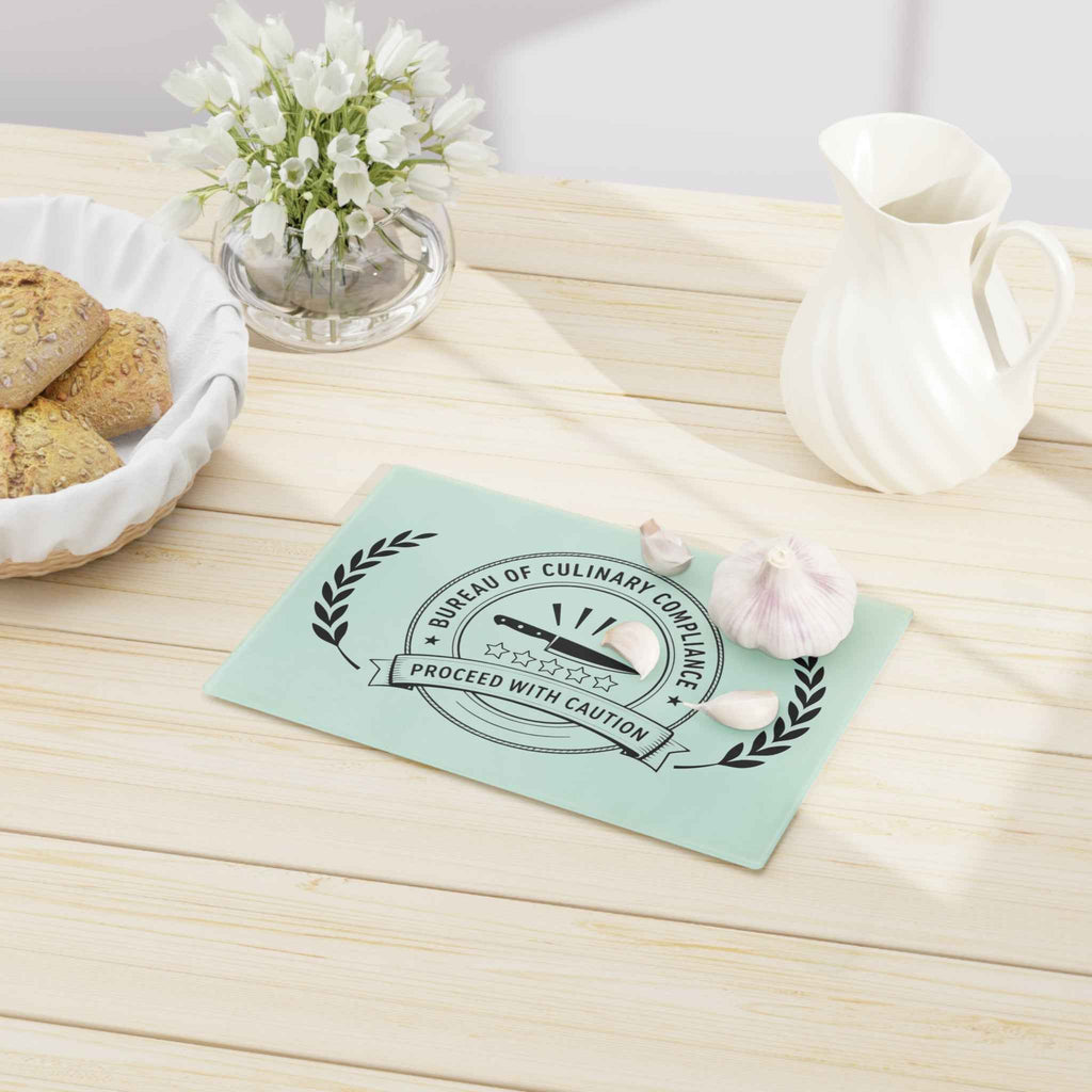 Bureau of Culinary Compliance Cutting Board – “Proceed With Caution” Glass Board - Boards & Trays, Cutting - EpiAl's Shop