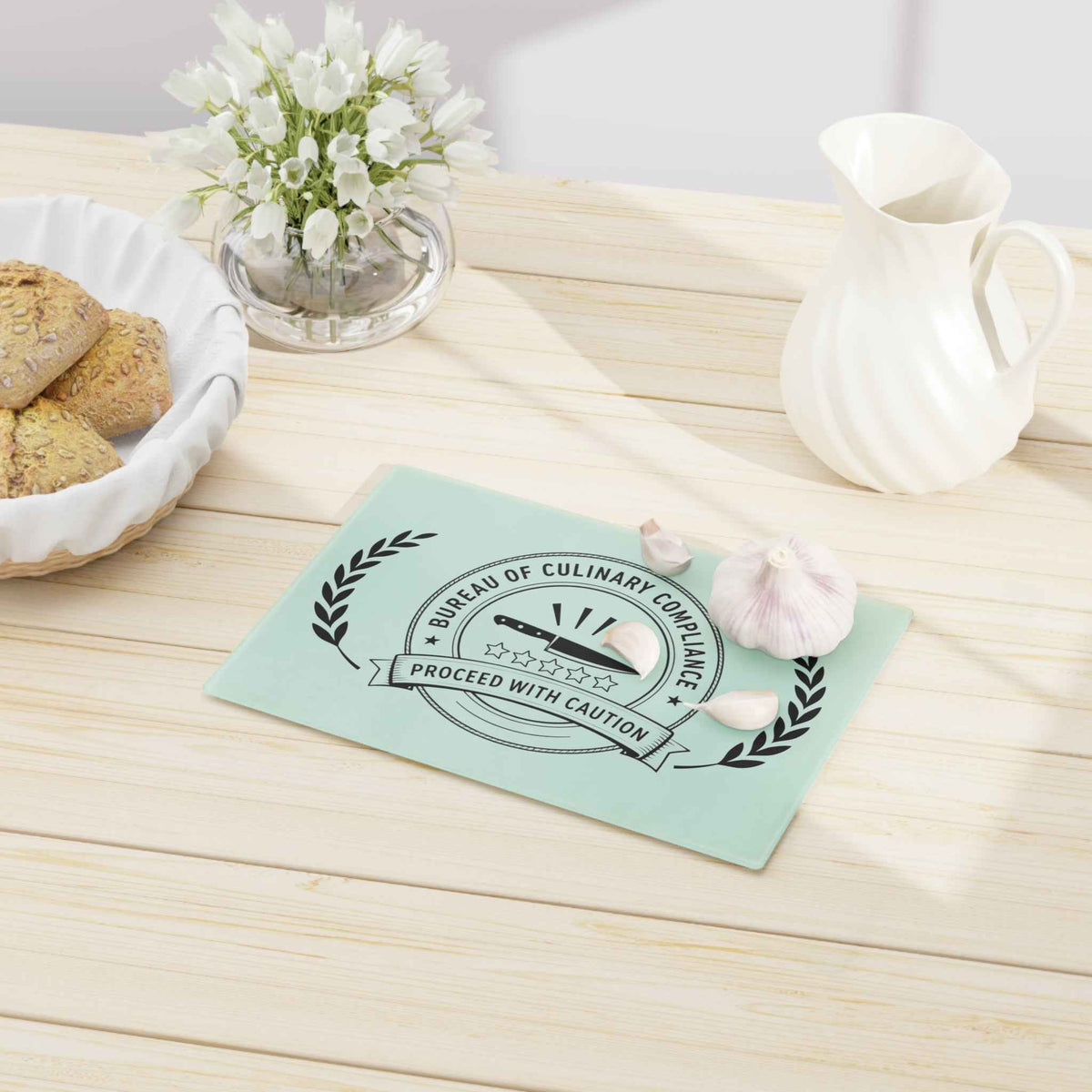 Bureau of Culinary Compliance Cutting Board – “Proceed With Caution” Glass Board - Boards & Trays, Cutting - EpiAl's Shop