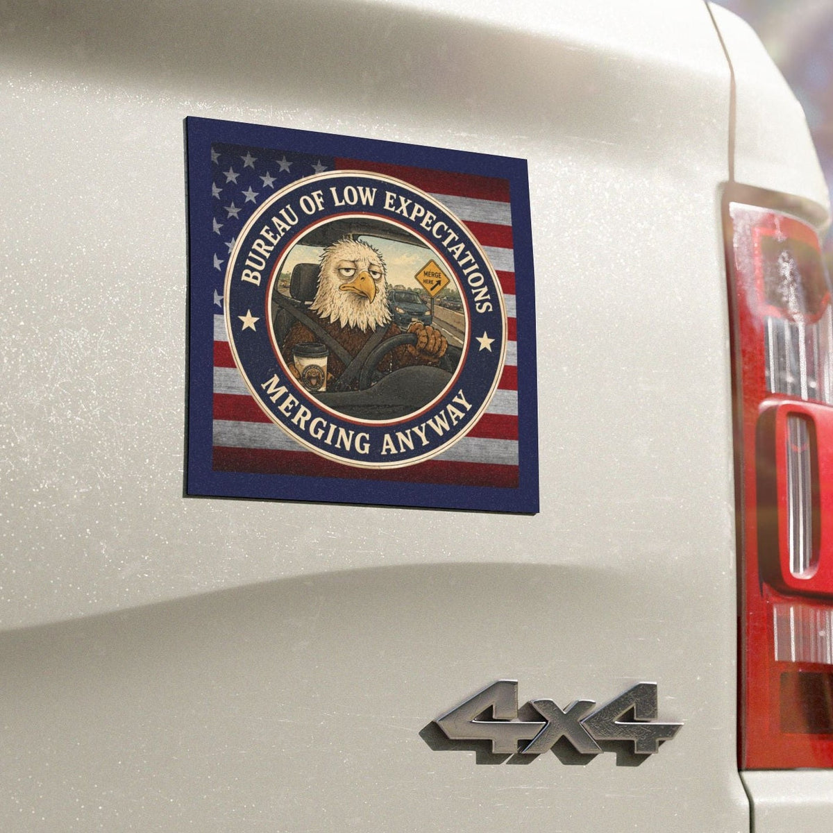 Bureau of Low Expectations Bumper Magnet | Merging Anyway - Magnets, Indoor & Outdoor - EpiAl's Shop