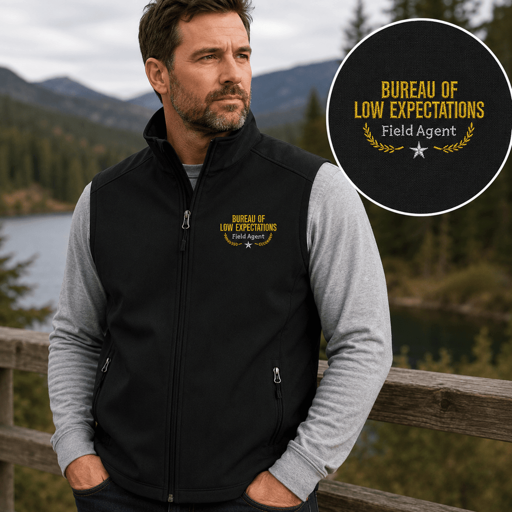Bureau of Low Expectations Field Agent Men's Soft Shell Vest - Clothing, Men, Vests - EpiAl's Shop