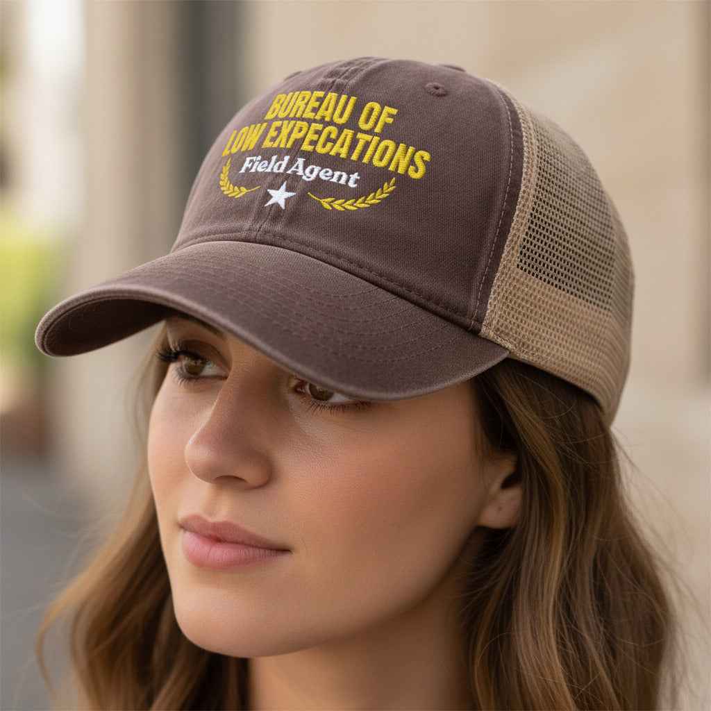 Bureau of Low Expectations Field Agent Women's Ponytail Trucker Hat - Hats, Baseball & Trucker - EpiAl's Shop