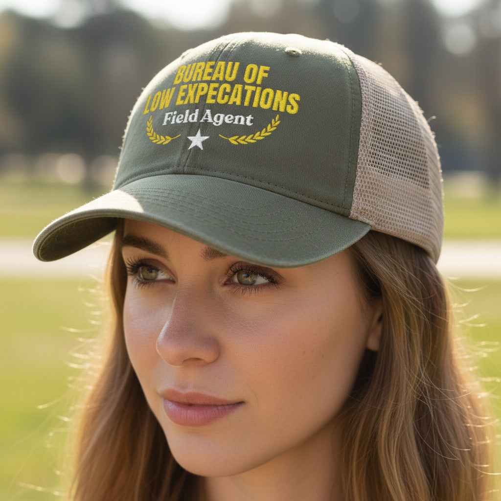 Bureau of Low Expectations Field Agent Women's Ponytail Trucker Hat - Hats, Baseball & Trucker - EpiAl's Shop