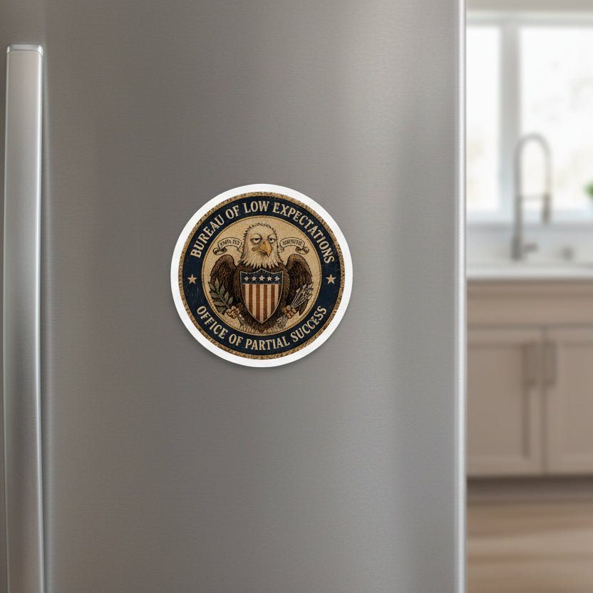 Bureau of Low Expectations Magnet | Office of Partial Success - Magnets, Indoor & Outdoor - EpiAl's Shop