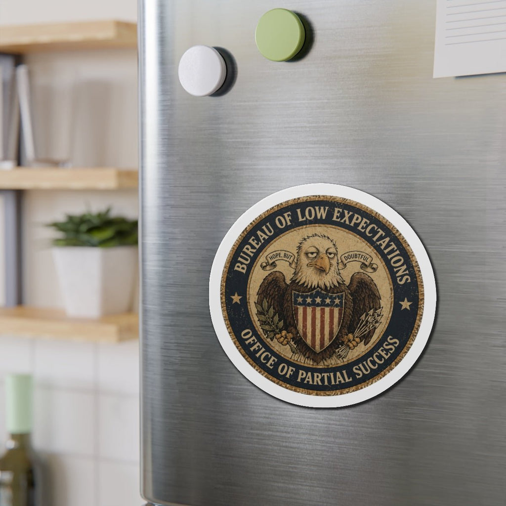 Bureau of Low Expectations Magnet | Office of Partial Success - Magnets, Indoor & Outdoor - EpiAl's Shop