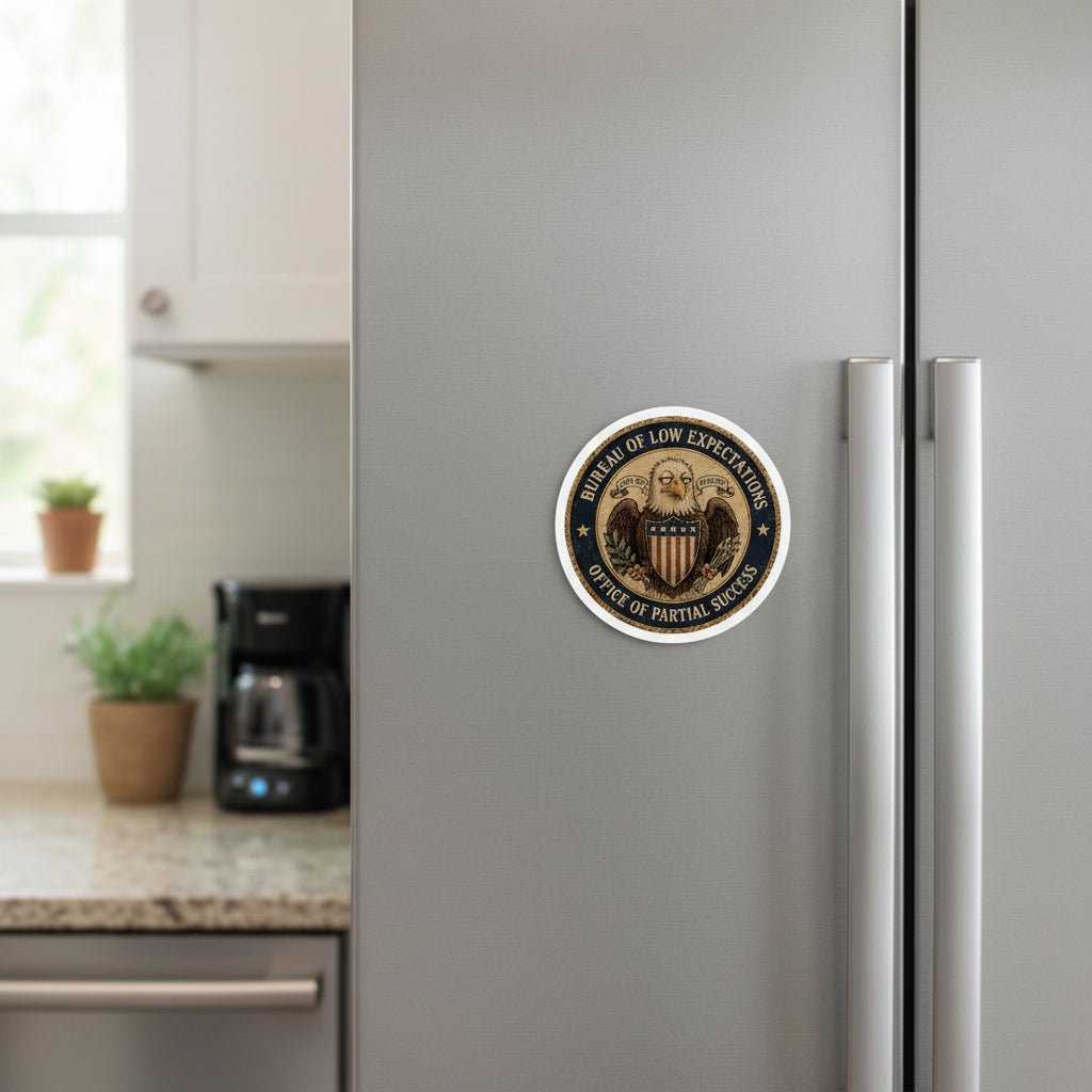 Bureau of Low Expectations Magnet | Office of Partial Success - Magnets, Indoor & Outdoor - EpiAl's Shop
