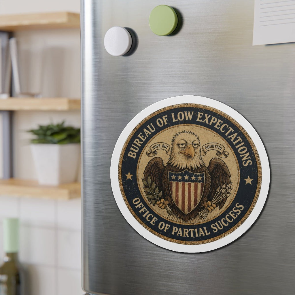 Bureau of Low Expectations Magnet | Office of Partial Success - Magnets, Indoor & Outdoor - EpiAl's Shop