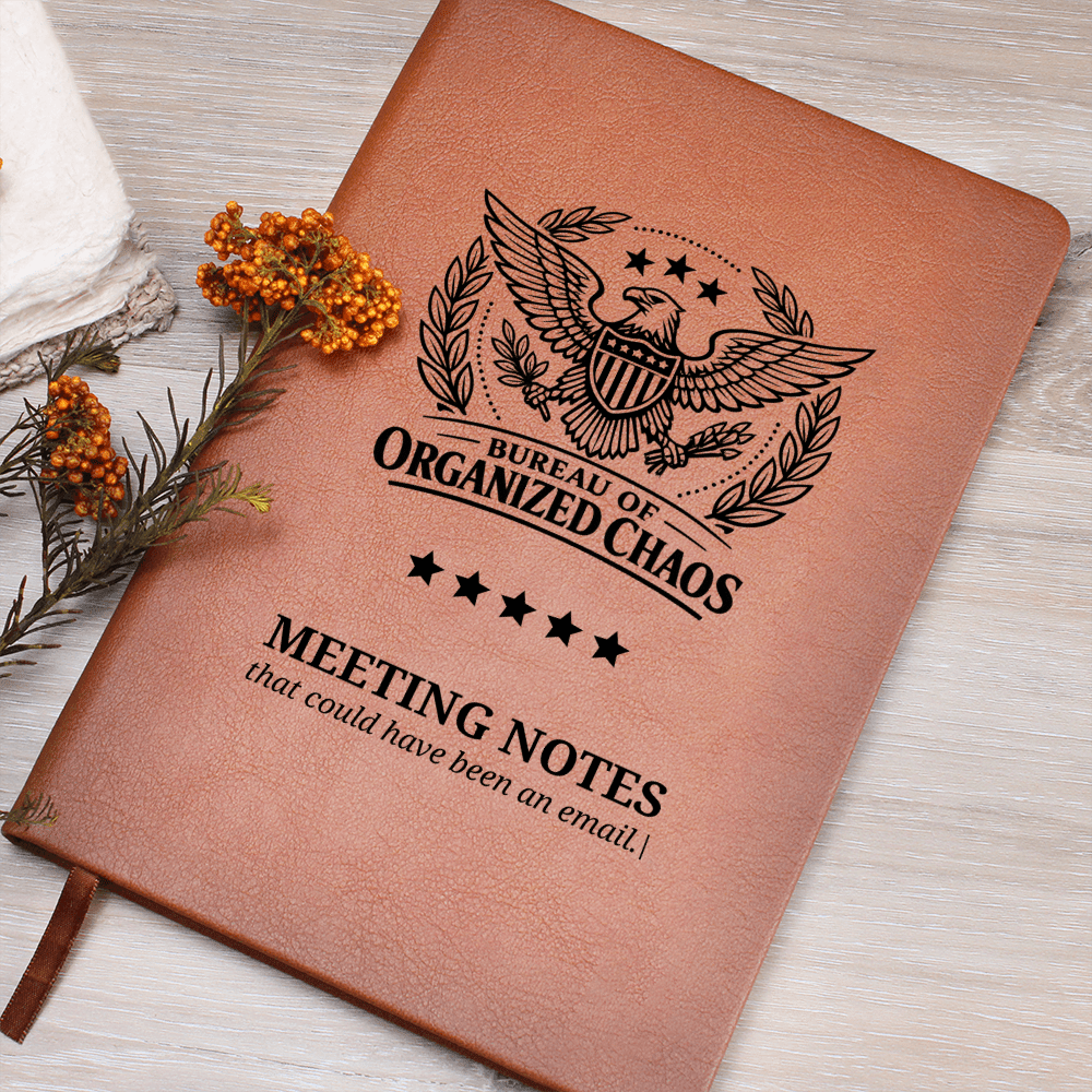 Bureau of Organized Chaos Meeting Notes Journal – Engraved Vegan Leather Notebook - Paper Products, Notebooks and Journals - EpiAl's Shop