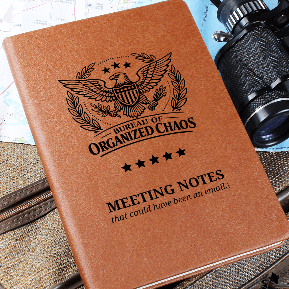 Bureau of Organized Chaos Meeting Notes Journal – Engraved Vegan Leather Notebook - Paper Products, Notebooks and Journals - EpiAl's Shop
