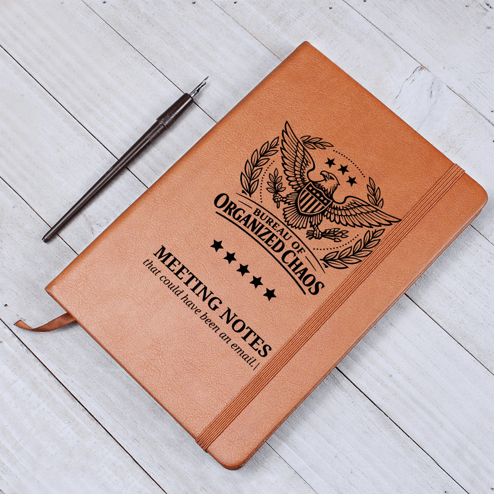 Bureau of Organized Chaos Meeting Notes Journal – Engraved Vegan Leather Notebook - Paper Products, Notebooks and Journals - EpiAl's Shop
