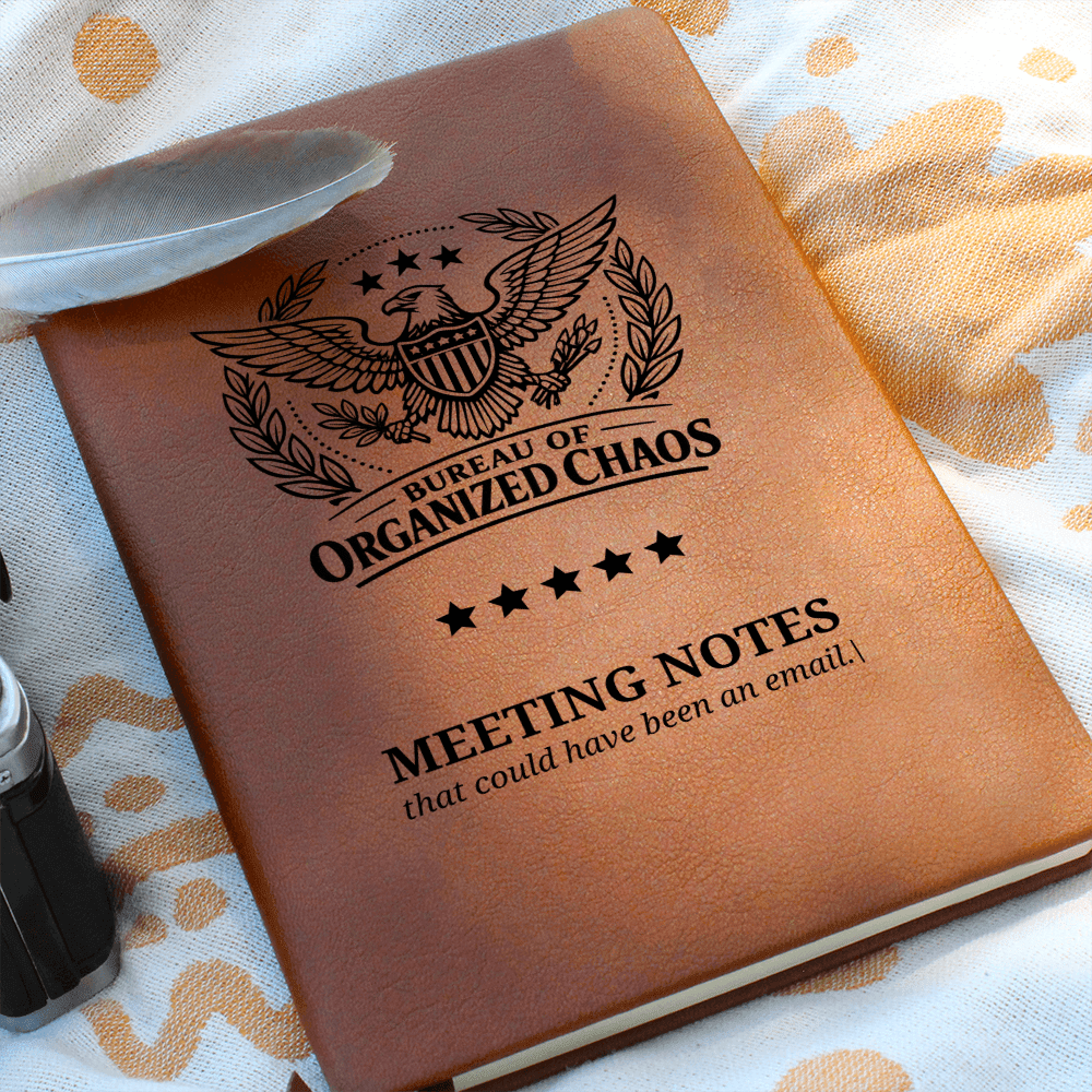 Bureau of Organized Chaos Meeting Notes Journal – Engraved Vegan Leather Notebook - Paper Products, Notebooks and Journals - EpiAl's Shop