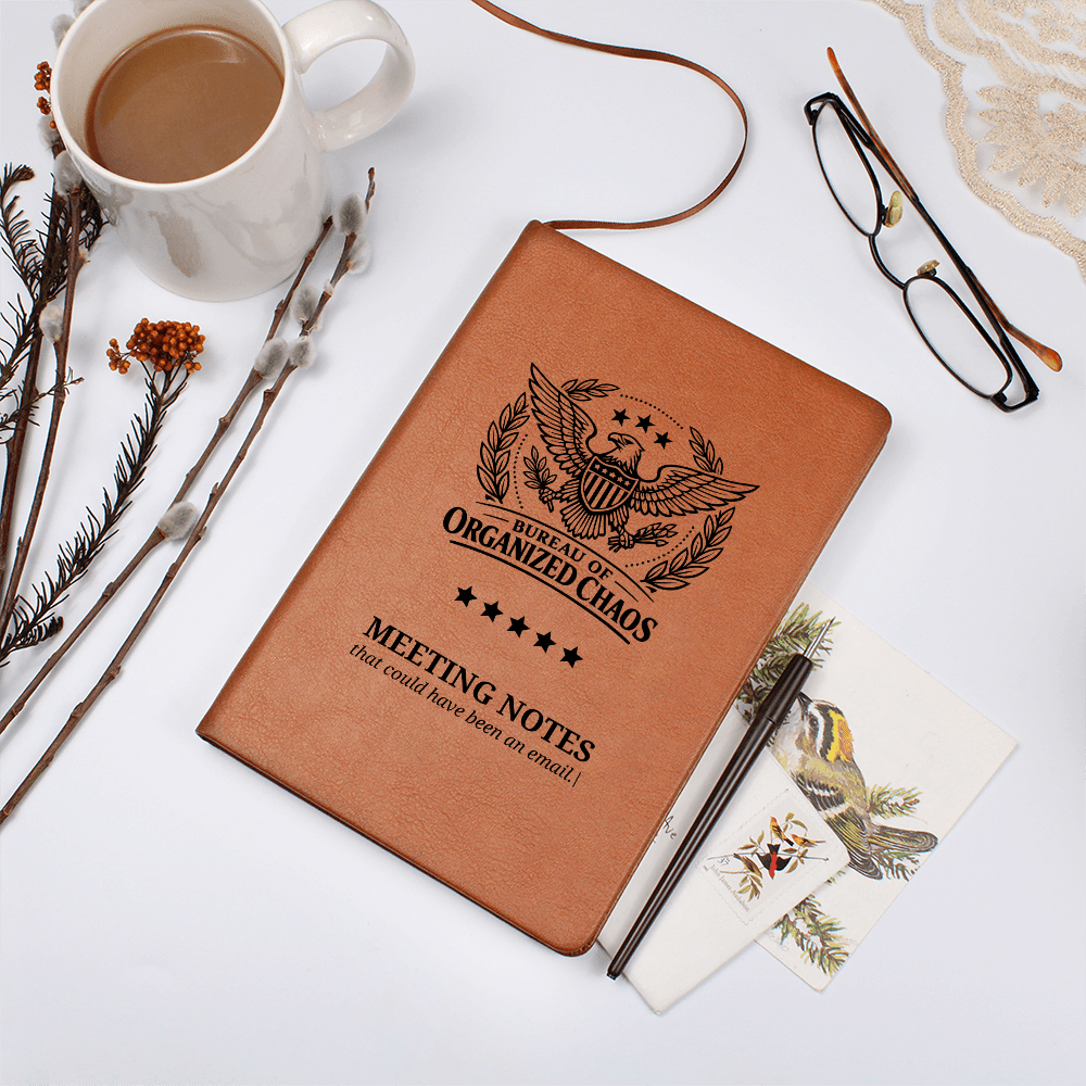 Bureau of Organized Chaos Meeting Notes Journal – Engraved Vegan Leather Notebook - Paper Products, Notebooks and Journals - EpiAl's Shop