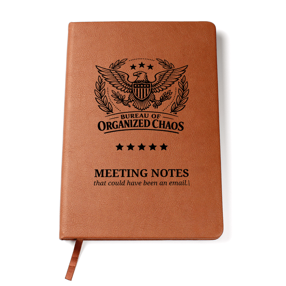 Bureau of Organized Chaos Meeting Notes Journal – Engraved Vegan Leather Notebook - Paper Products, Notebooks and Journals - EpiAl's Shop