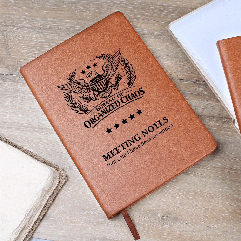 Bureau of Organized Chaos Meeting Notes Journal – Engraved Vegan Leather Notebook - Paper Products, Notebooks and Journals - EpiAl's Shop