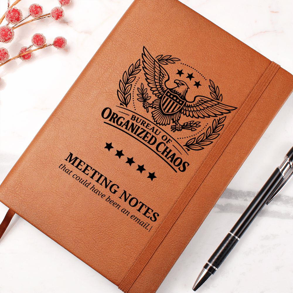 Bureau of Organized Chaos Meeting Notes Journal – Engraved Vegan Leather Notebook - Paper Products, Notebooks and Journals - EpiAl's Shop
