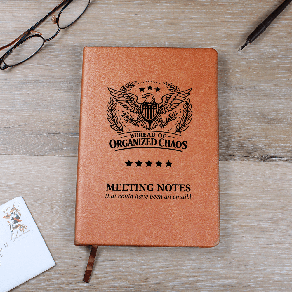 Bureau of Organized Chaos Meeting Notes Journal – Engraved Vegan Leather Notebook - Paper Products, Notebooks and Journals - EpiAl's Shop