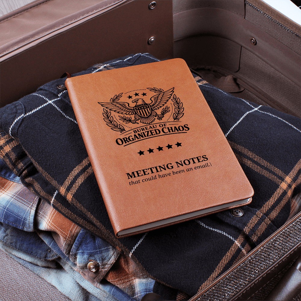 Bureau of Organized Chaos Meeting Notes Journal – Engraved Vegan Leather Notebook - Paper Products, Notebooks and Journals - EpiAl's Shop