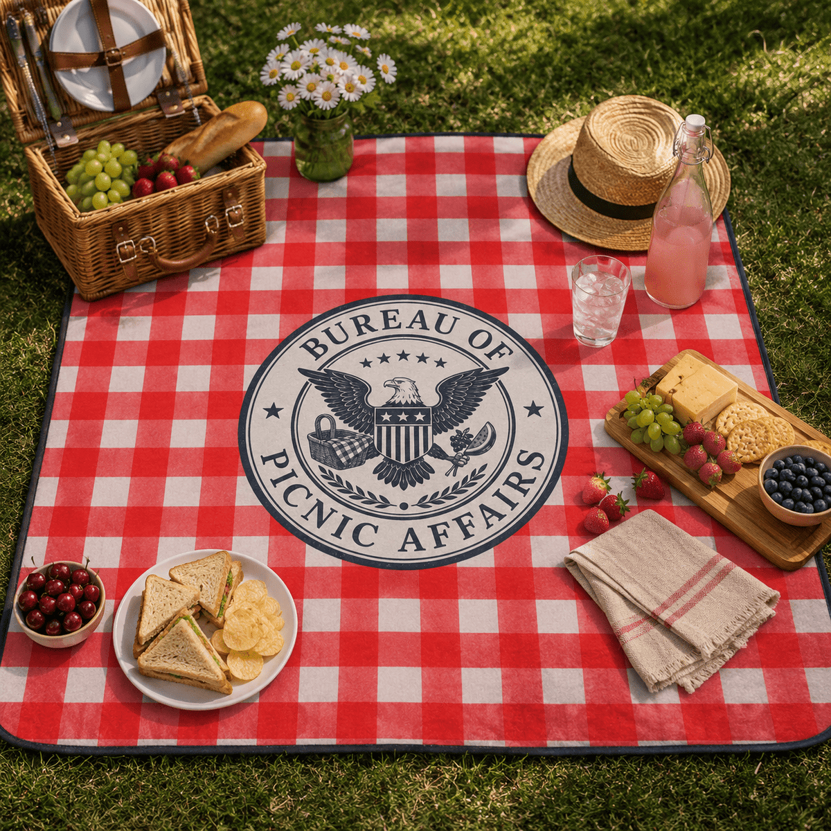 Bureau of Picnic Affairs Picnic Blanket | Red Gingham Fleece Throw - Decor, Blankets, Picnic - EpiAl's Shop