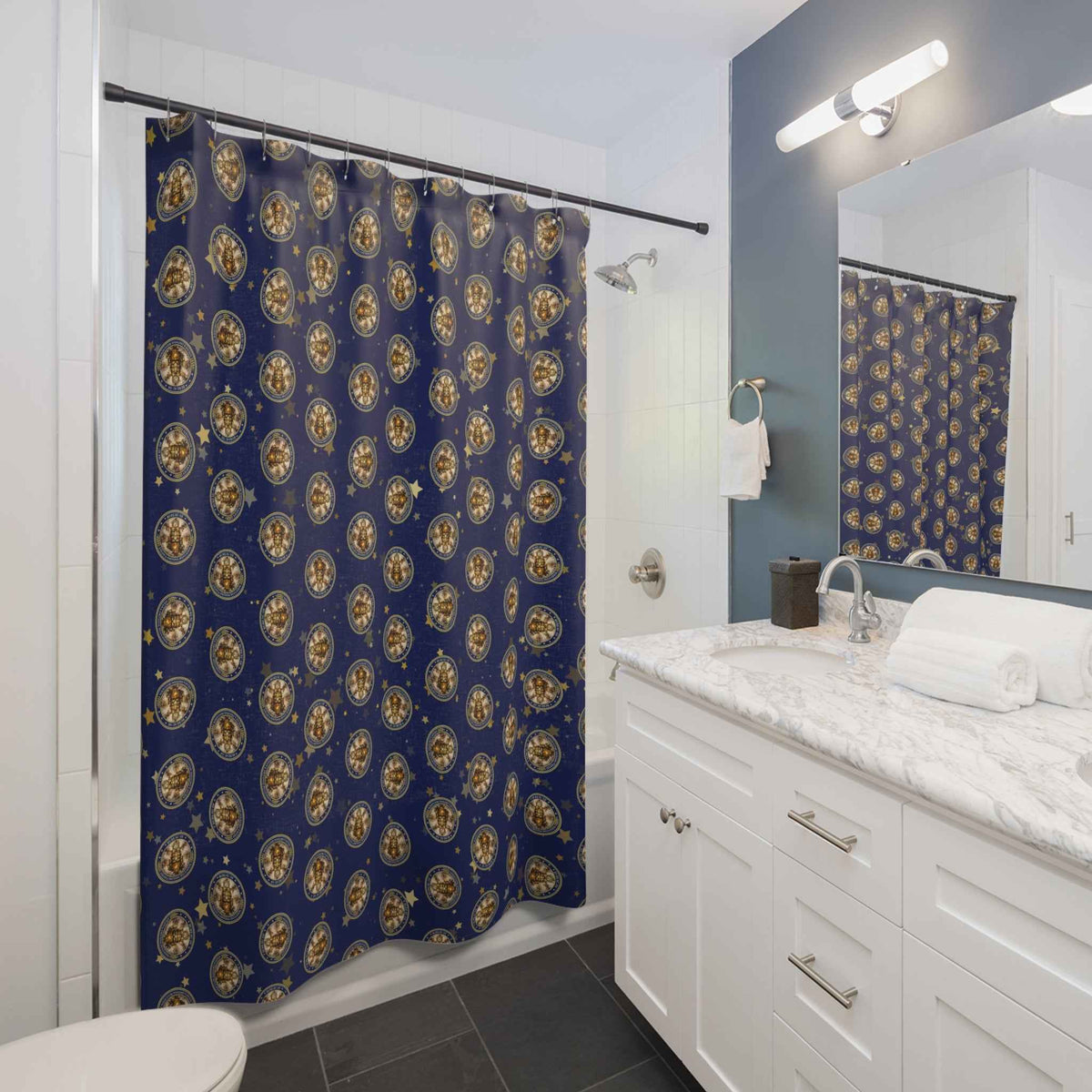 Bureau of Steam & Emotional Regulation Shower Curtain | Celestial Pattern - Decor, Curtains, Shower - EpiAl's Shop