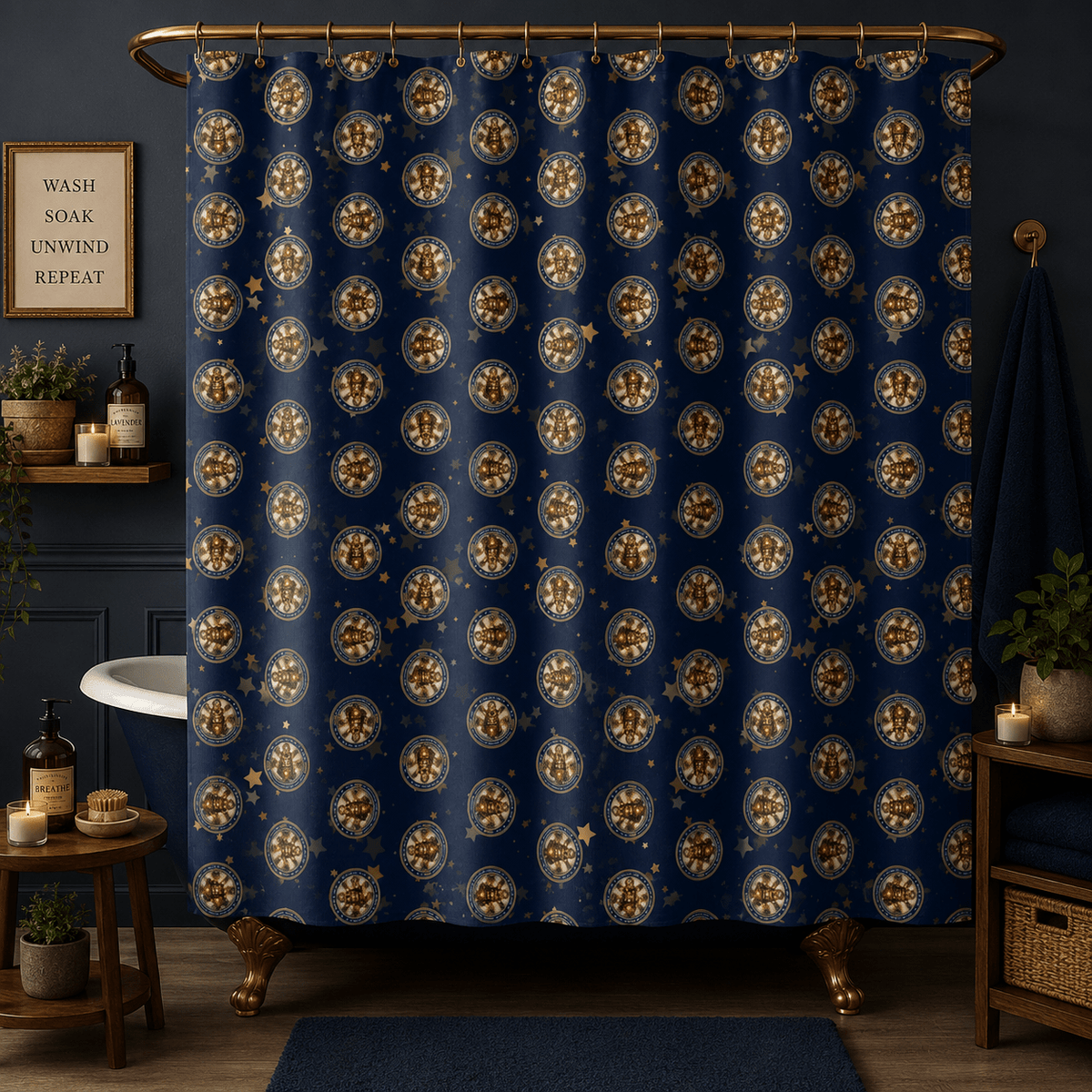 Bureau of Steam & Emotional Regulation Shower Curtain | Celestial Pattern - Decor, Curtains, Shower - EpiAl's Shop