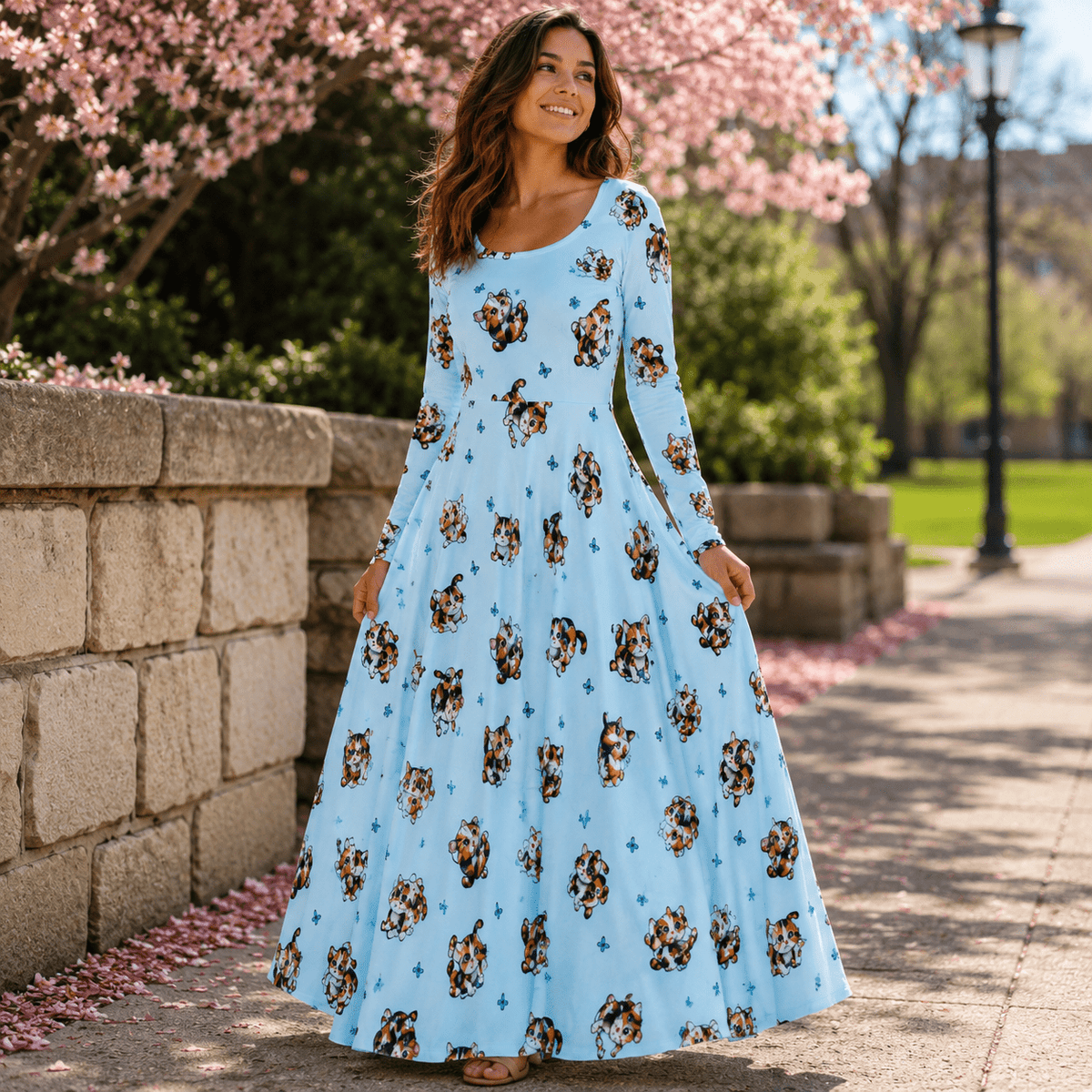Butterfly Chaser Kitten Long Sleeve Skater Dress - Clothing, Women, Dresses - EpiAl's Shop