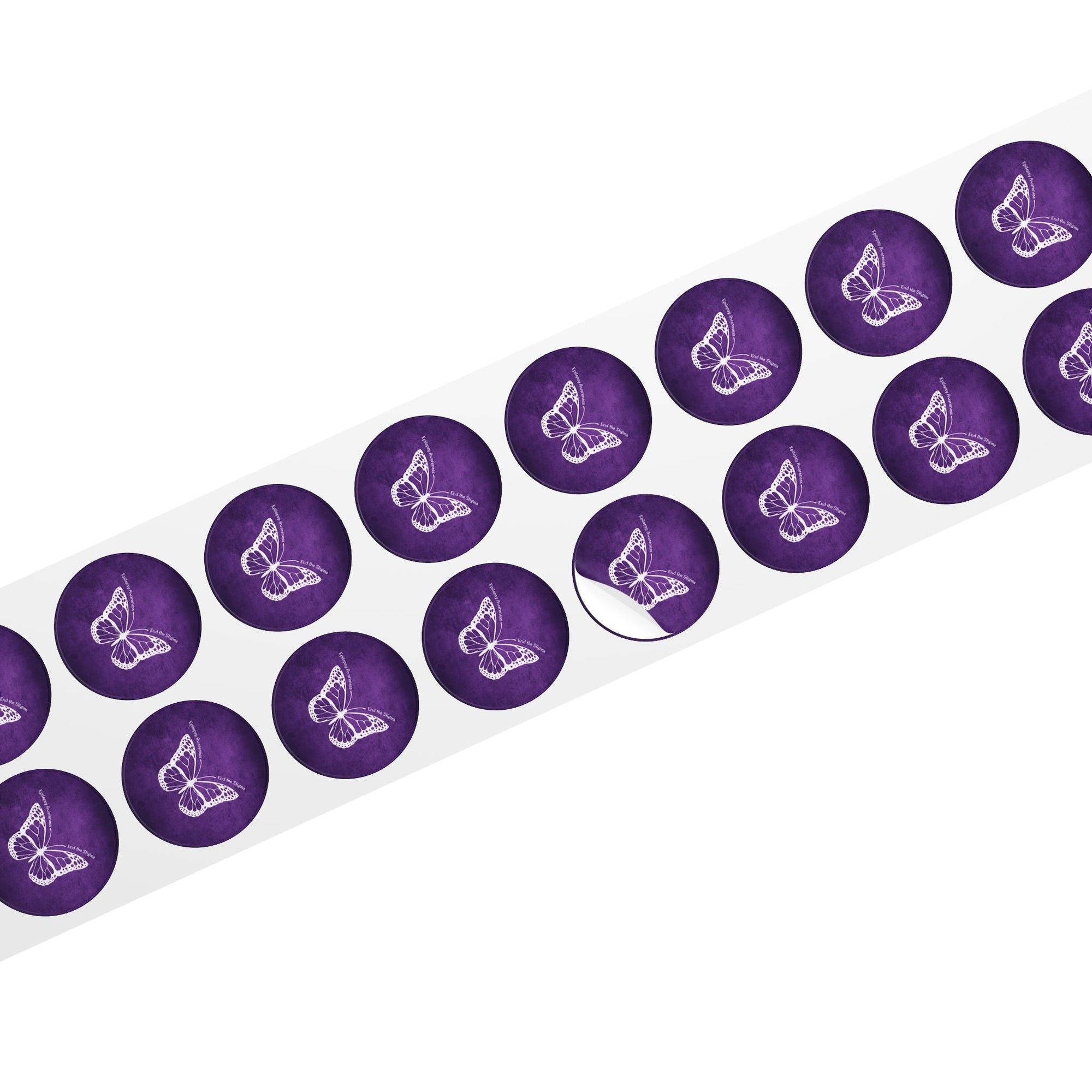 Butterfly Epilepsy Awareness Round Sticker Rolls - Paper Products, Stickers - EpiAl's Shop