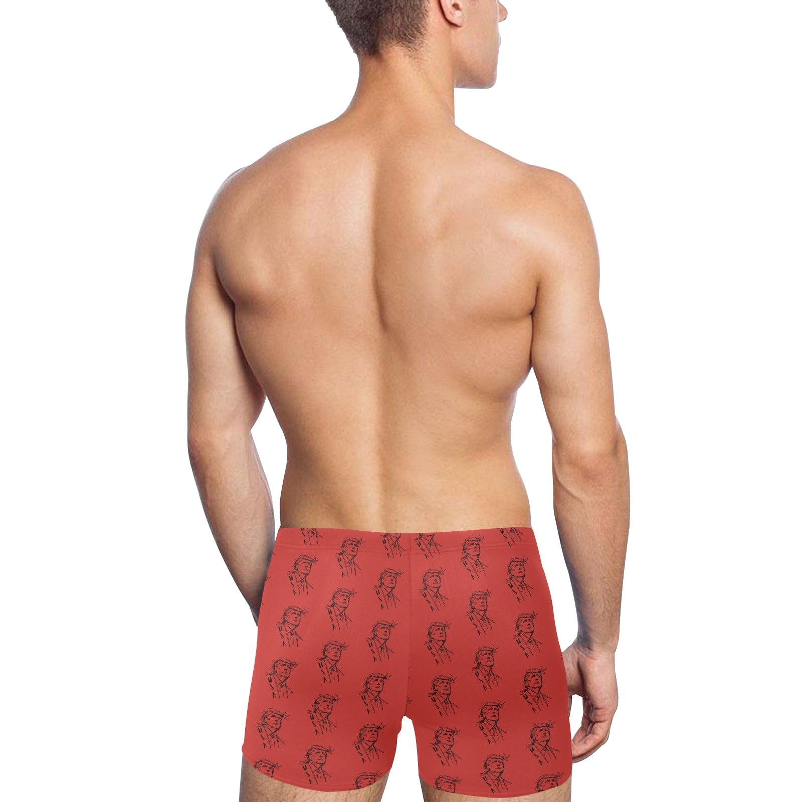 USA Swoop Men’s Swim Trunks – Red Statement Swim Shorts