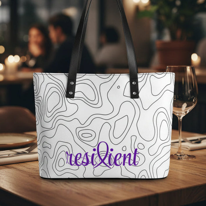 Resilient Minimalist Tote Bag – Epilepsy Awareness | Cross-Grain Leather Everyday Carry