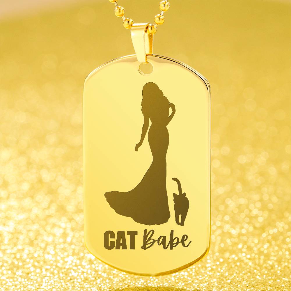 Cat Babe Engraved Dog Tag Necklace - Jewelry - Epileptic Al’s Shop