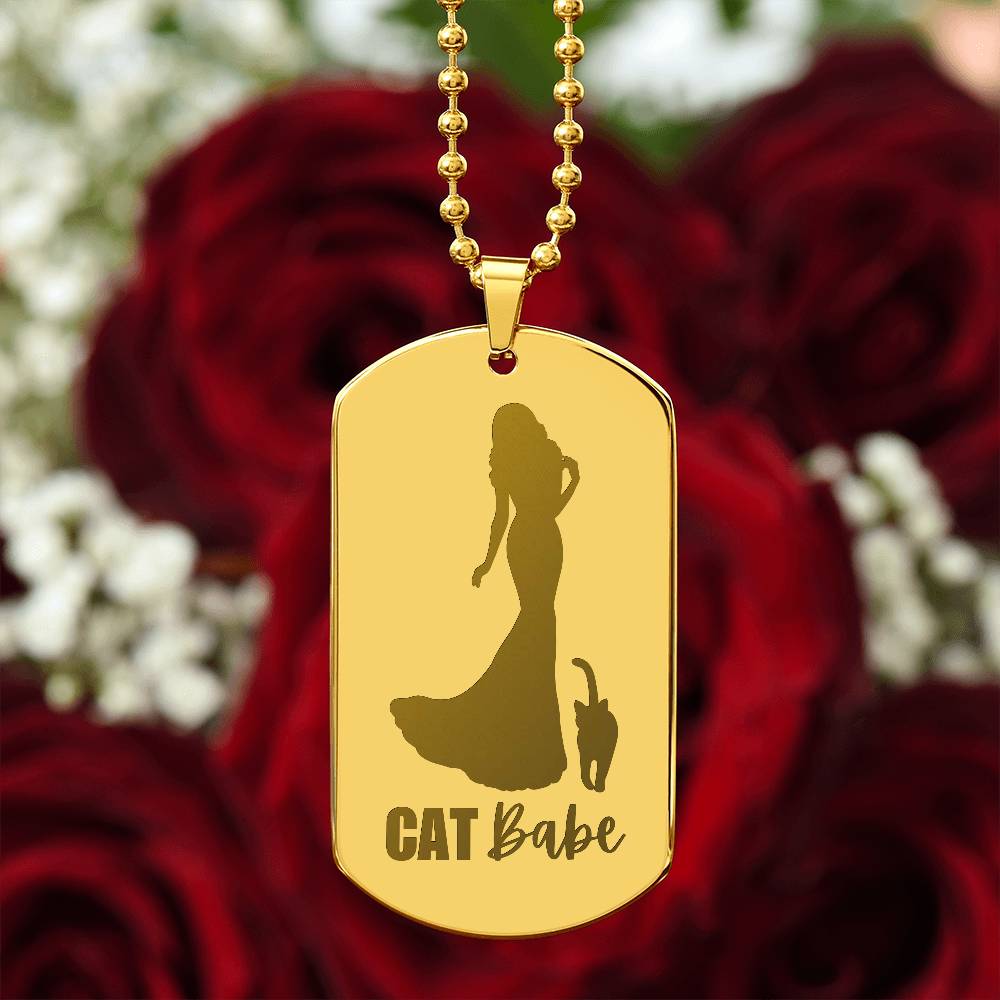 Cat Babe Engraved Dog Tag Necklace - Jewelry - Epileptic Al’s Shop