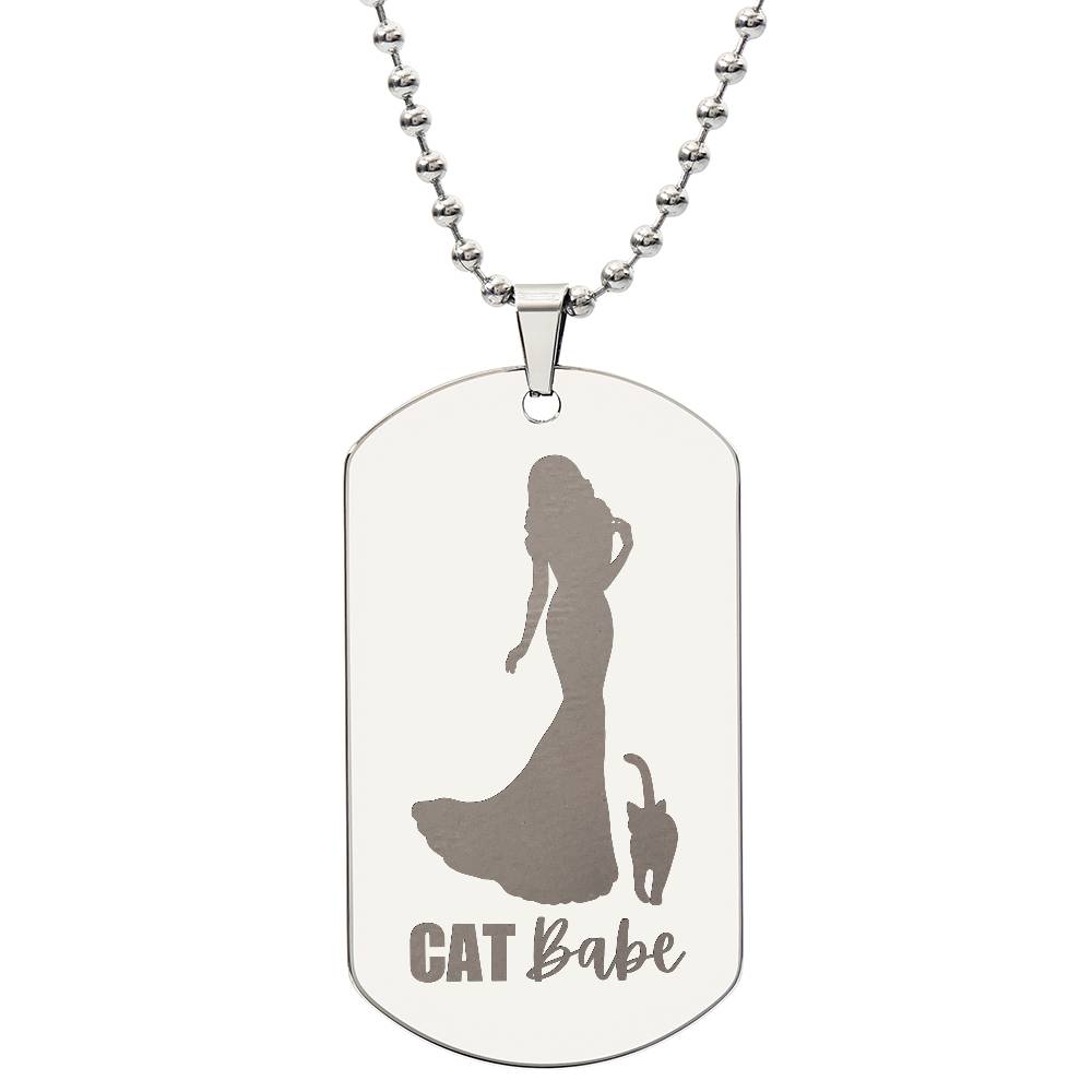 Cat Babe Engraved Dog Tag Necklace - Jewelry - Epileptic Al’s Shop