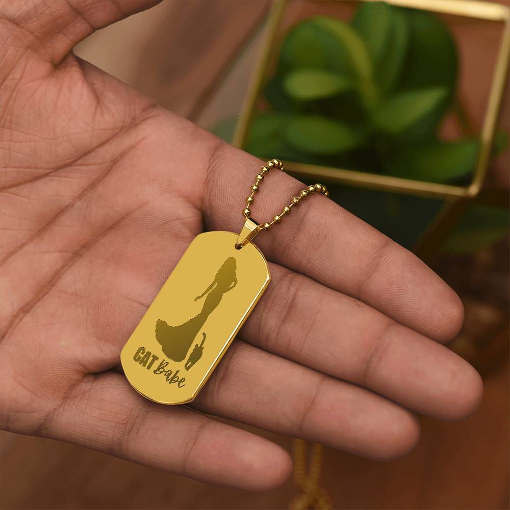 Cat Babe Engraved Dog Tag Necklace - Jewelry - Epileptic Al’s Shop