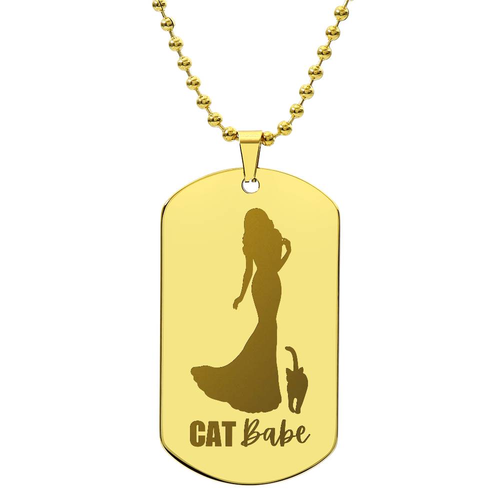 Cat Babe Engraved Dog Tag Necklace - Jewelry - Epileptic Al’s Shop