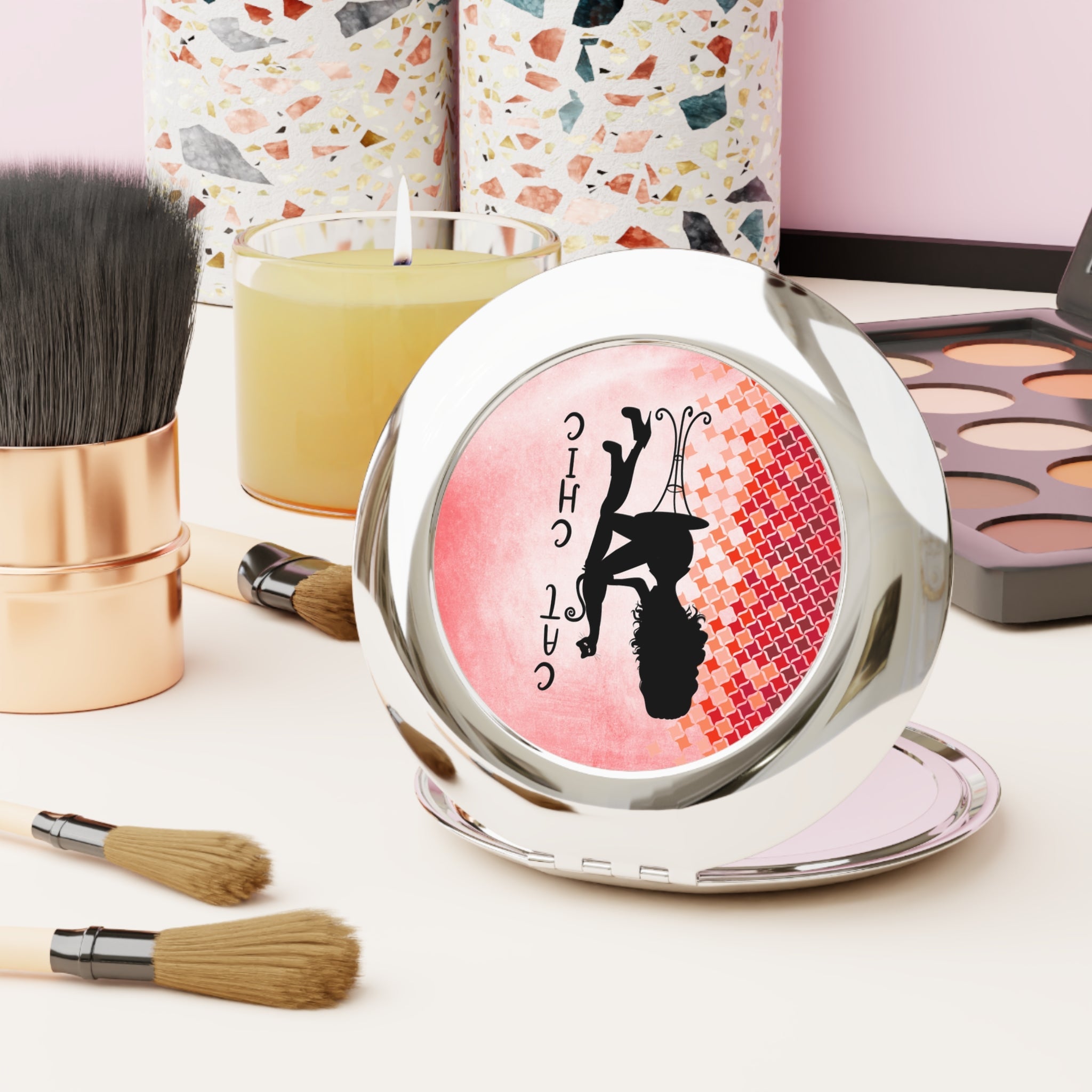 Cat Chic Compact Travel Mirror - Accessories, Beauty, Travel Mirror - EpiAl's Shop