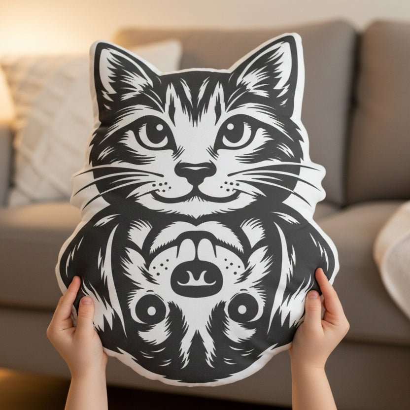 Cat / Dog Illusion Pillow — Pick a Side (You Can’t) - Decor, Pillows, Shaped - EpiAl's Shop
