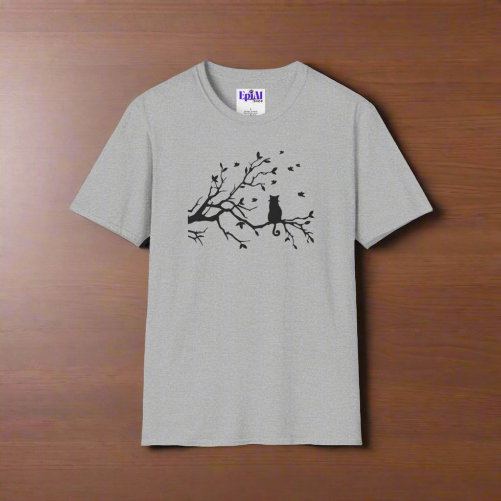 Cat in a Tree Unisex Softstyle T - Shirt - T - Shirt - Epileptic Al’s Shop