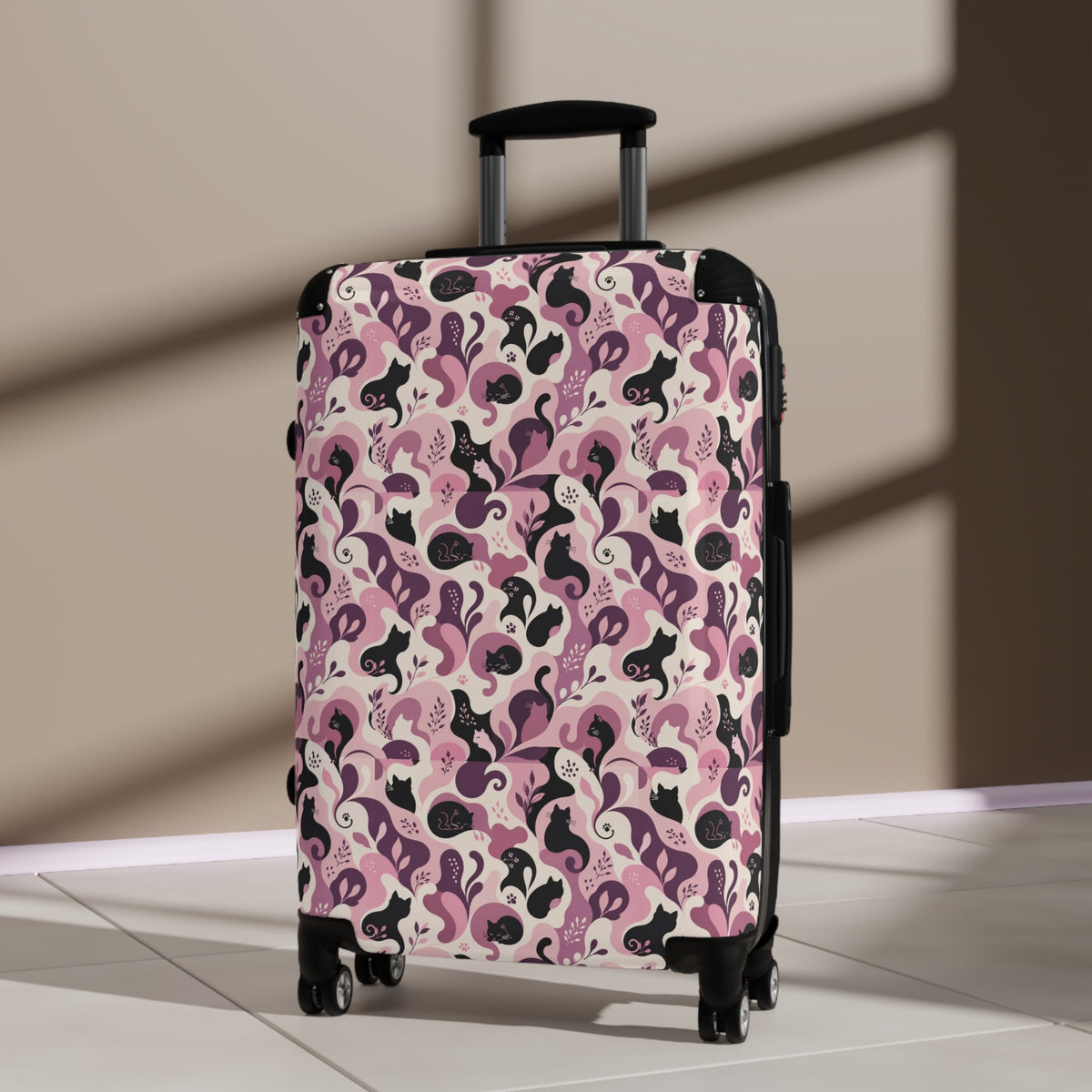 Cat Lady Camo Hard-Shell Suitcase - Pink Abstract Cat Luggage for Women - Bags, Suitcases - EpiAl's Shop