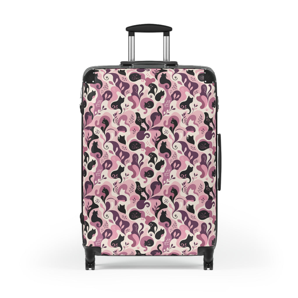 Cat Lady Camo Hard-Shell Suitcase - Pink Abstract Cat Luggage for Women - Bags, Suitcases - EpiAl's Shop