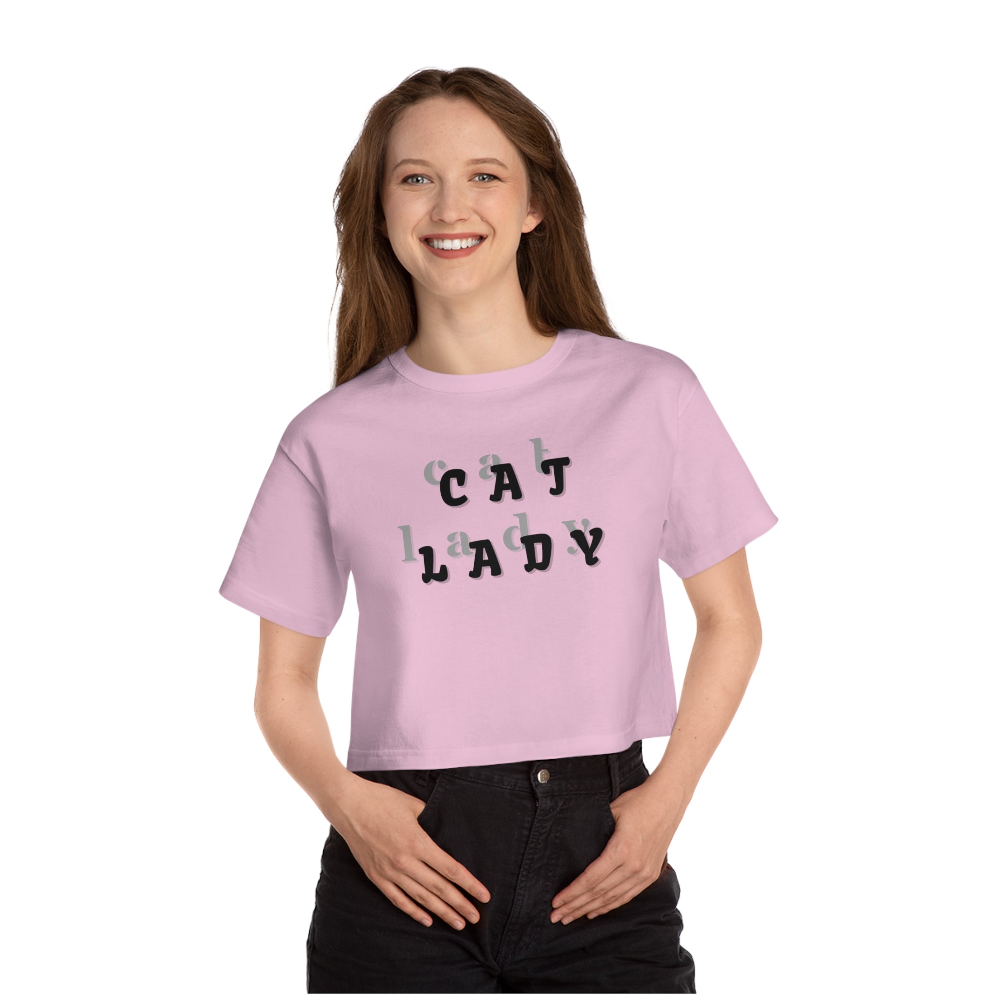 Cat Lady Champion Women's Heritage Cropped T - Shirt - T - Shirt - Epileptic Al’s Shop