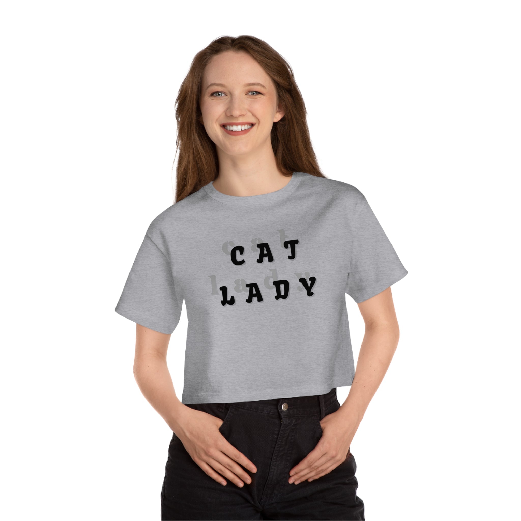Cat Lady Champion Women's Heritage Cropped T - Shirt - T - Shirt - Epileptic Al’s Shop