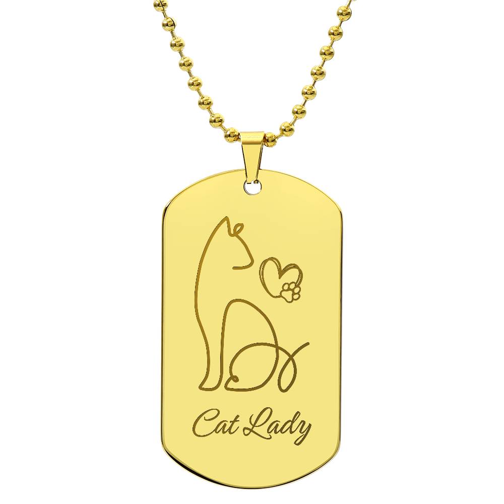 Cat Lady Engraved Dog Tag Necklace - Jewelry - Epileptic Al’s Shop