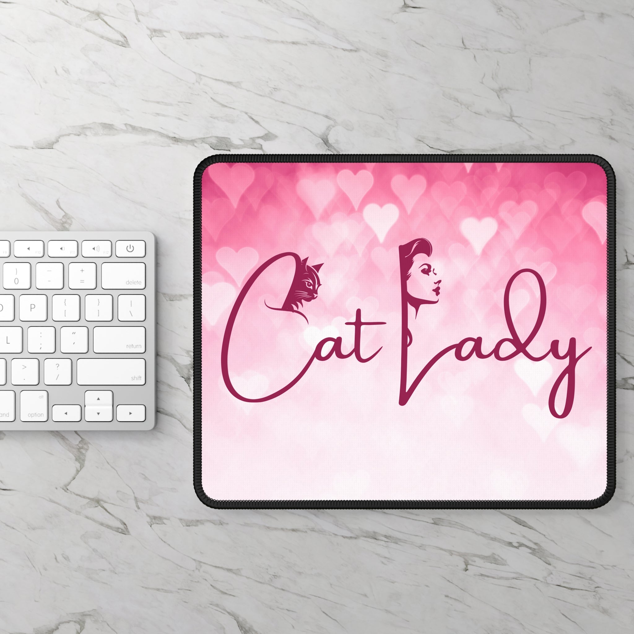 Cat Lady Hearts Gaming Mouse Pad for Cat Lovers and Gamers - Accessories, Office, Mouse Pads - EpiAl's Shop