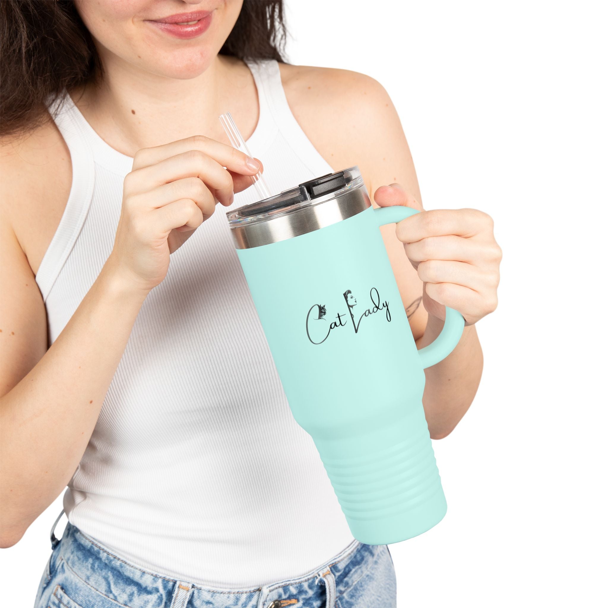 Cat Lady Insulated Travel Mug - 40oz Coffee Tumbler - Drinkware, Travel Mugs - EpiAl's Shop