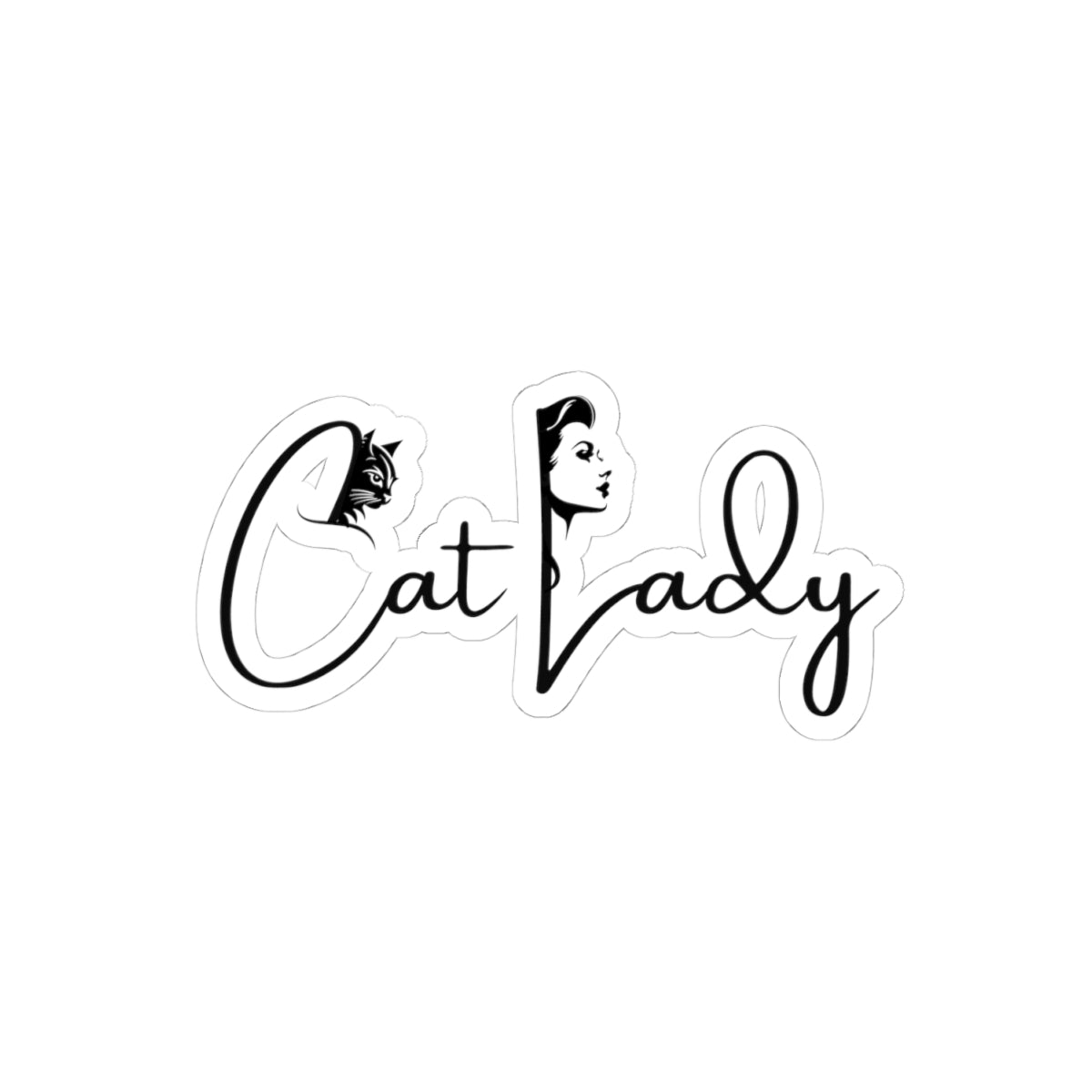 Cat Lady Kiss - Cut Stickers for Cat Lovers & Pet Enthusiasts - Paper Products, Stickers - EpiAl's Shop
