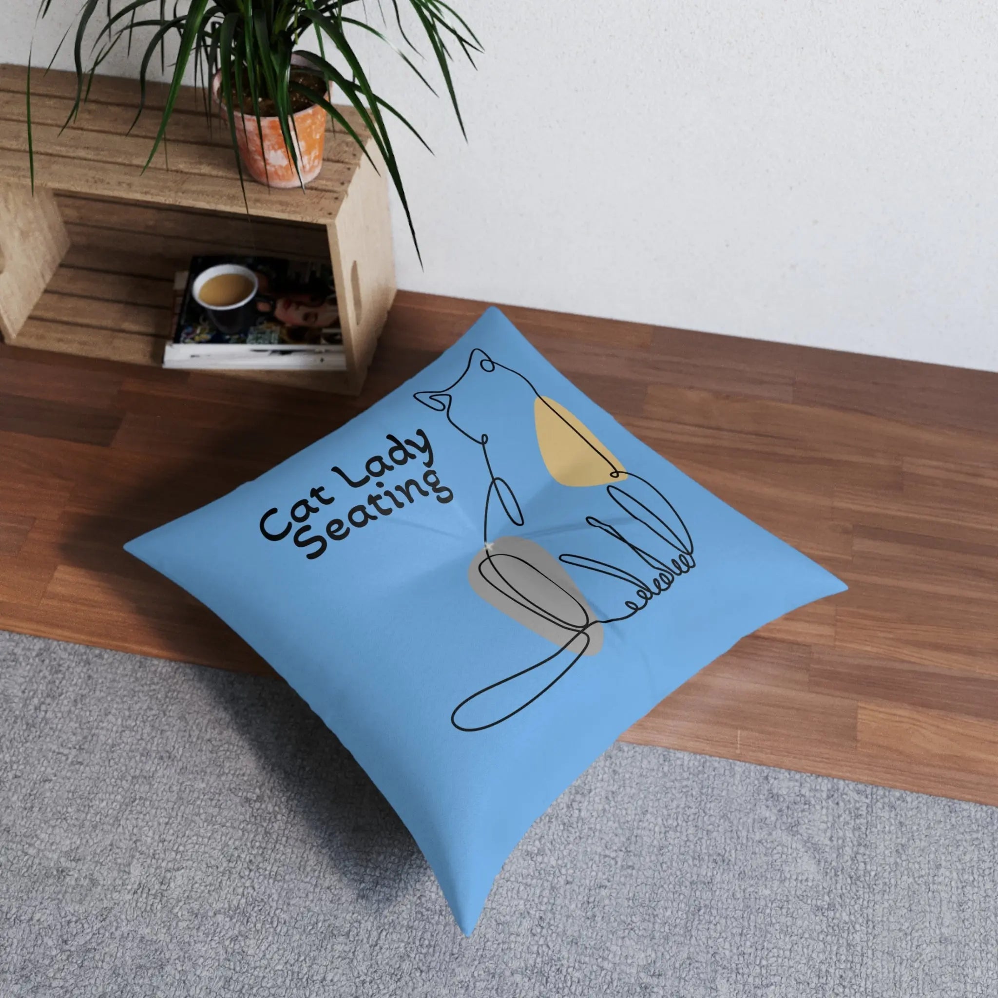 Cat Lady Seating Tufted Floor Pillow, Square - Decor, Home, Pillows - EpiAl's Shop