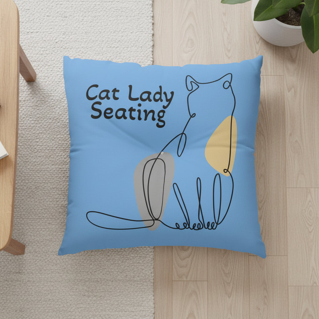 Cat Lady Seating Tufted Floor Pillow, Square - Decor, Home, Pillows - EpiAl's Shop