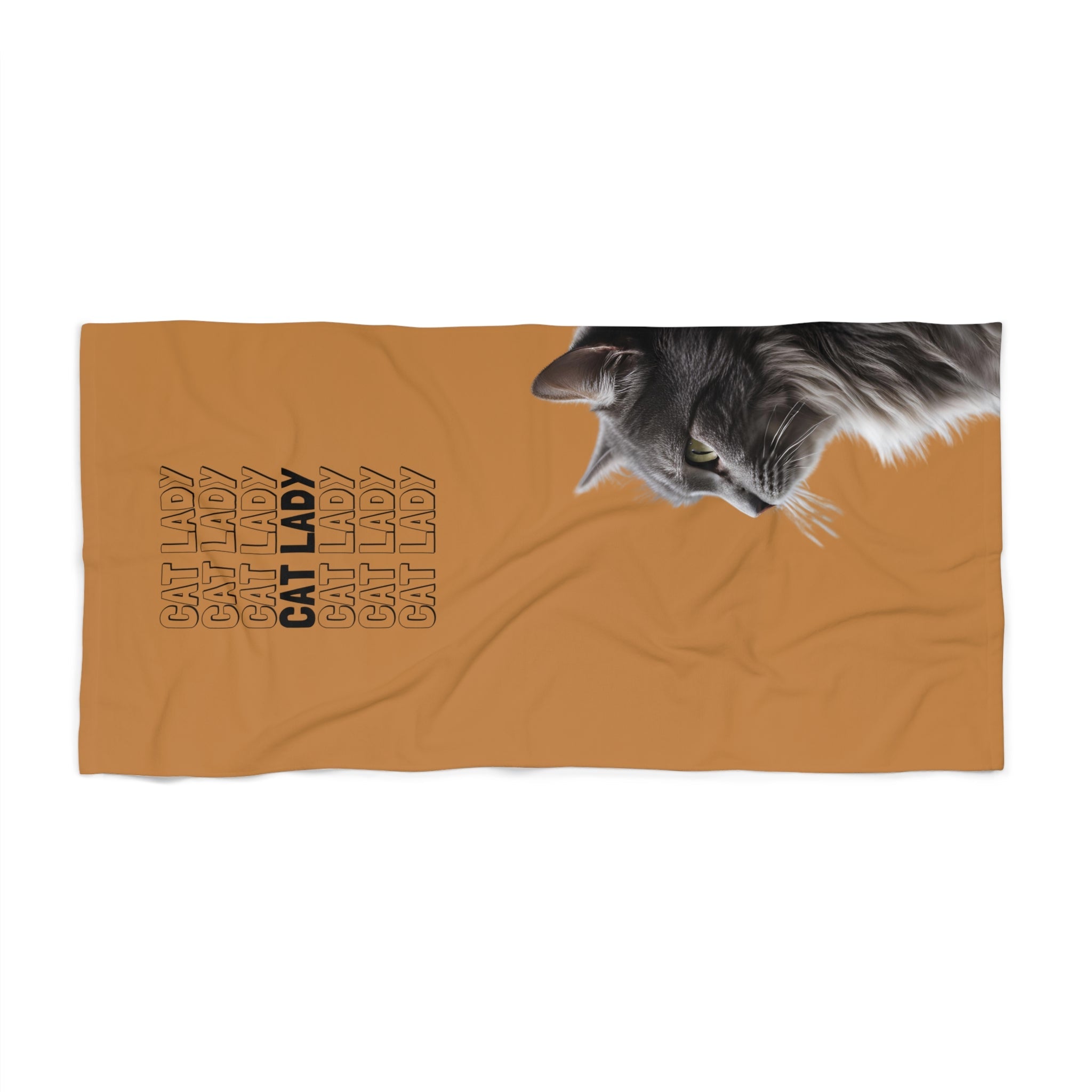 Cat Lady Tan Beach Towel - Decor, Towels, Beach - EpiAl's Shop
