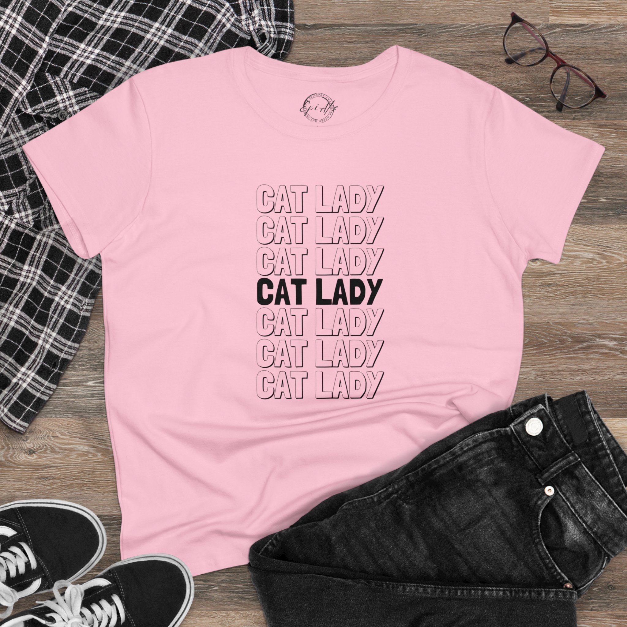 Cat Lady Women's Midweight Cotton Tee - T - Shirt - Epileptic Al’s Shop